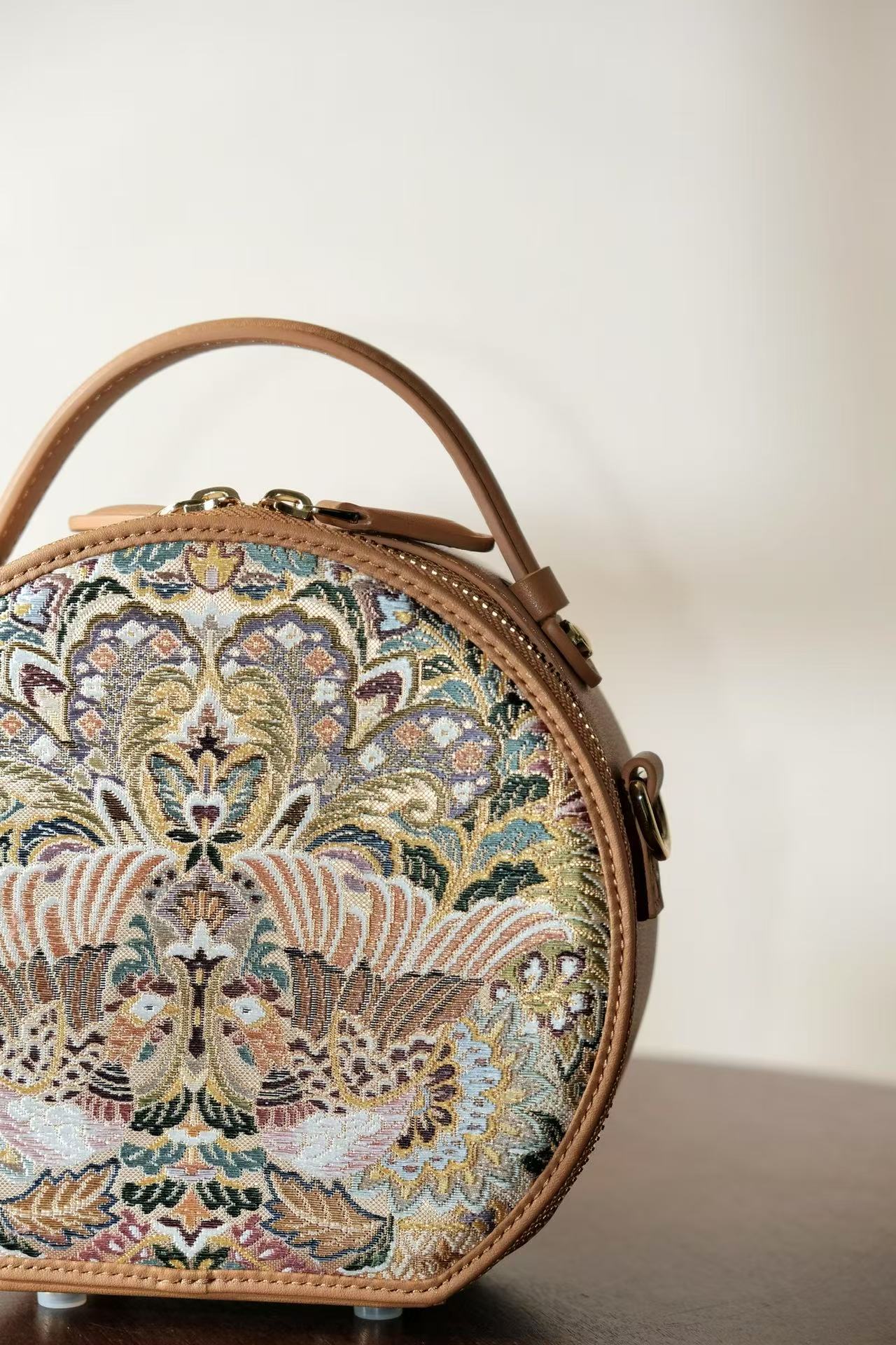 Nishijin Weave Round Box Bag