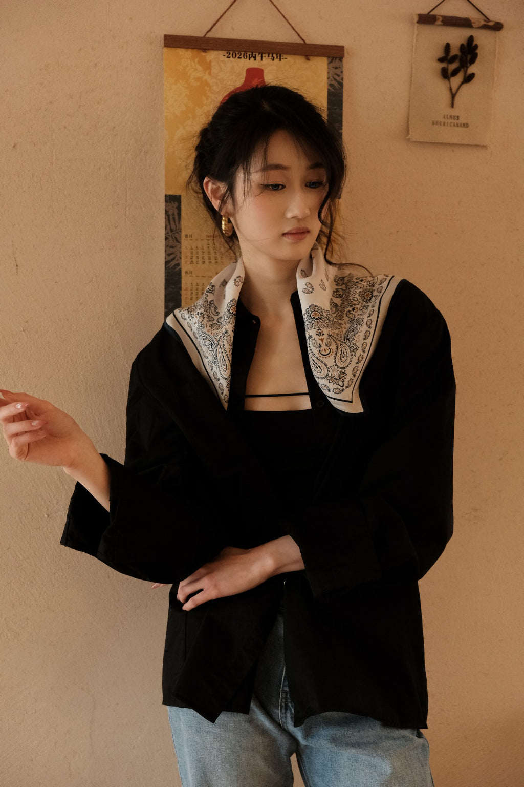 Chinese heritage silk scarf with traditional patterns