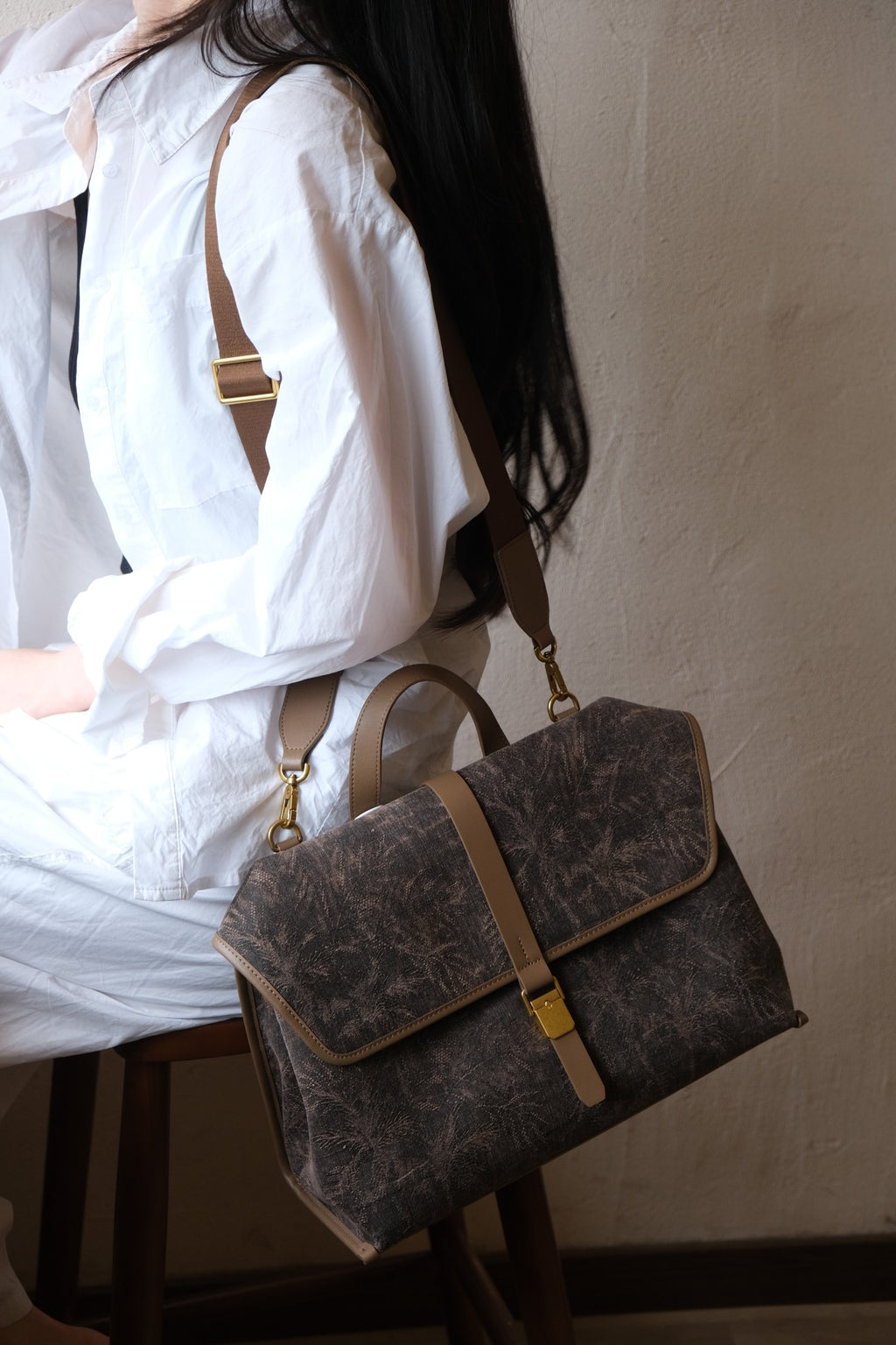 Everyday styling inspiration with a handmade Xiangyunsha silk leather handbag