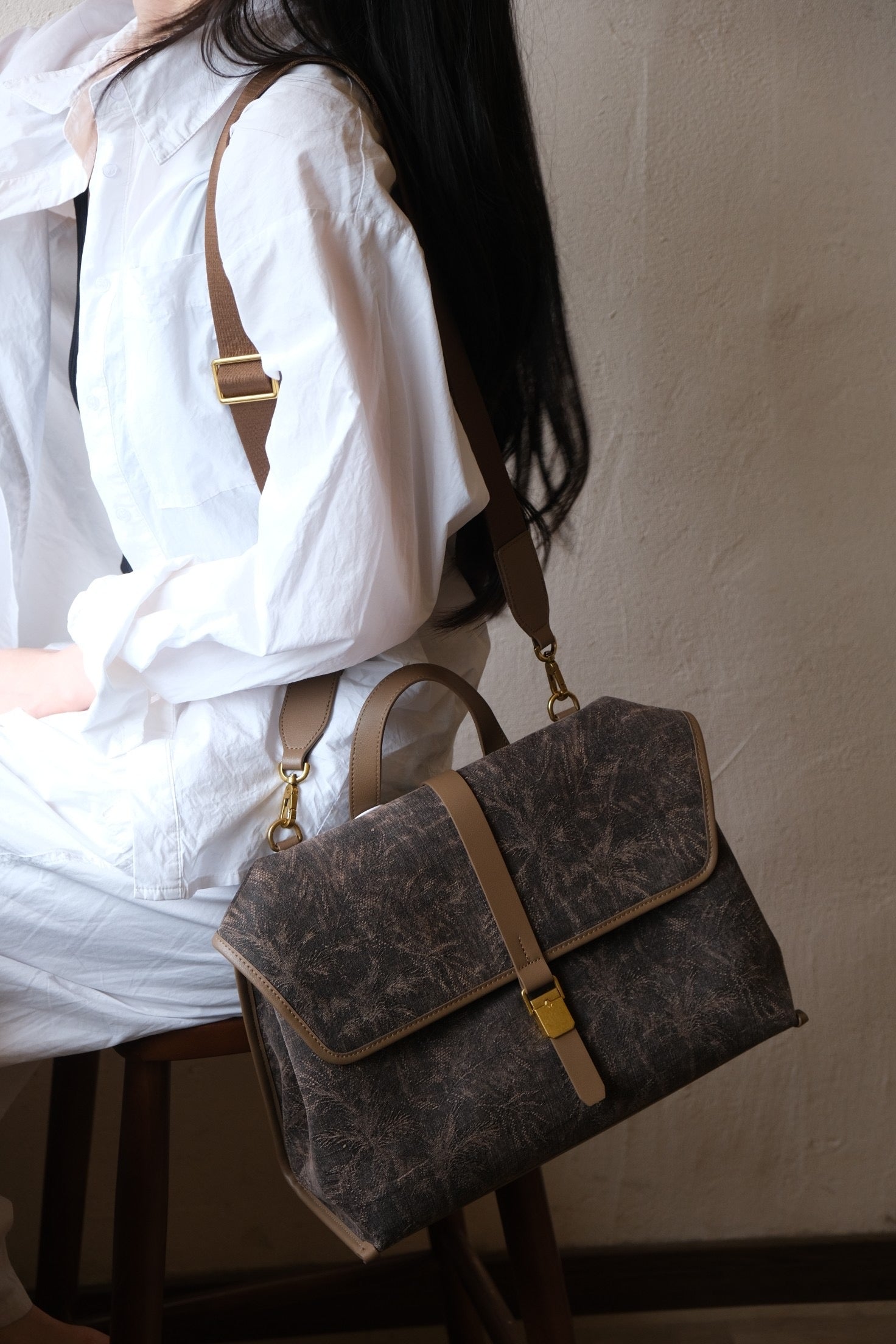 Everyday styling inspiration with a handmade Xiangyunsha silk leather handbag