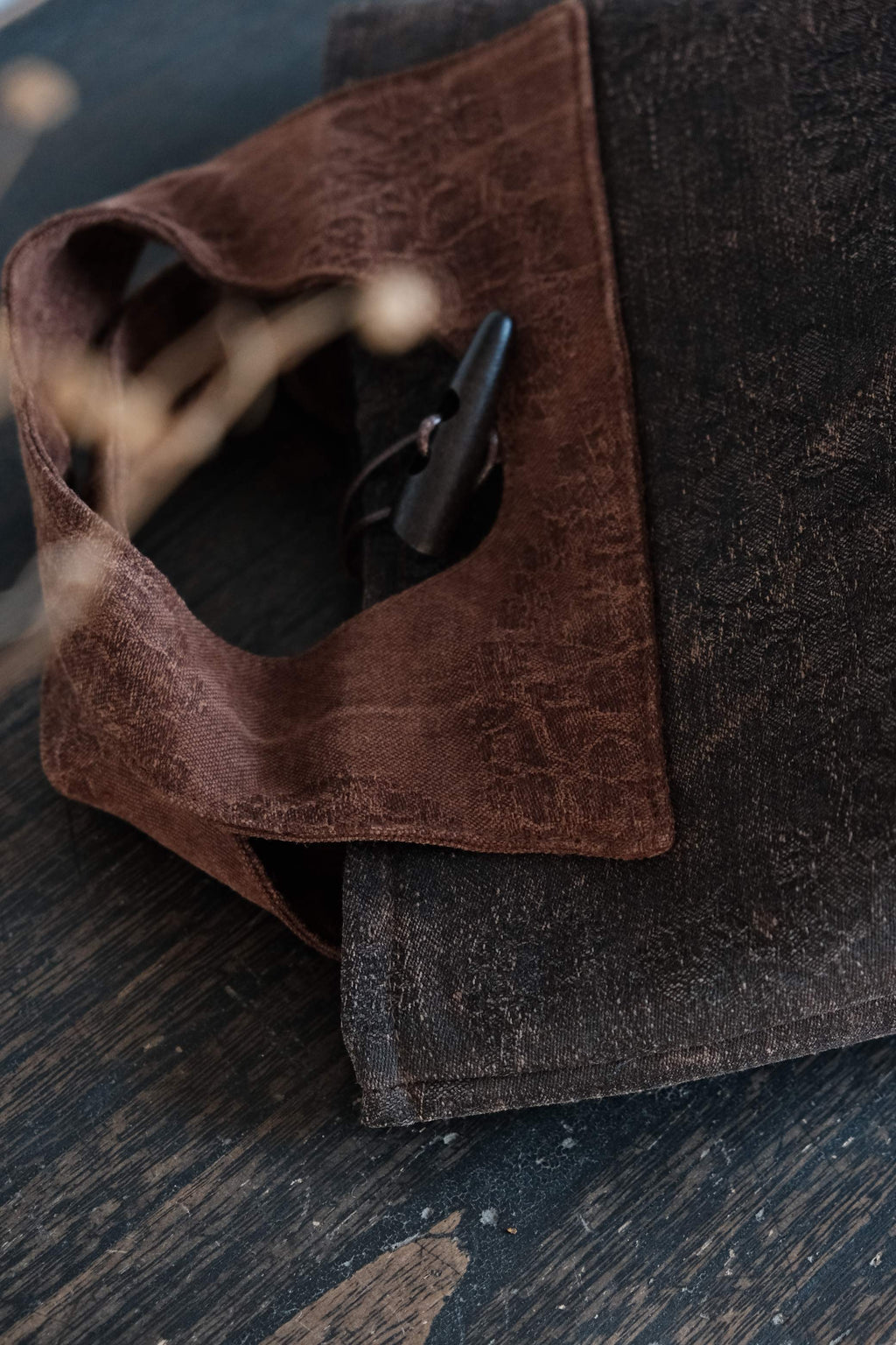 Genuine leather texture detail of luxury handmade handbag