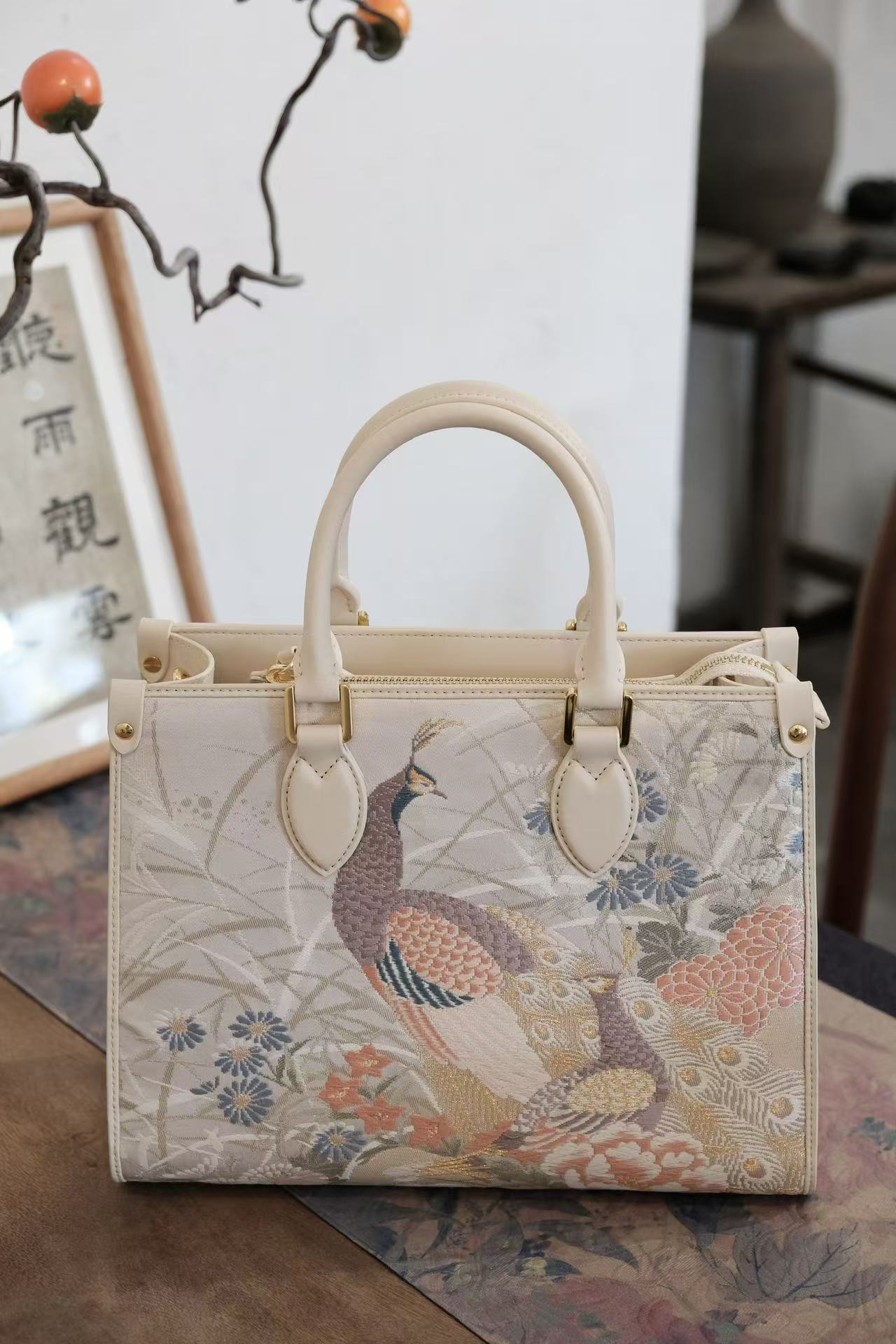 Artisan handcrafted Nishijin silk handbag with premium finish