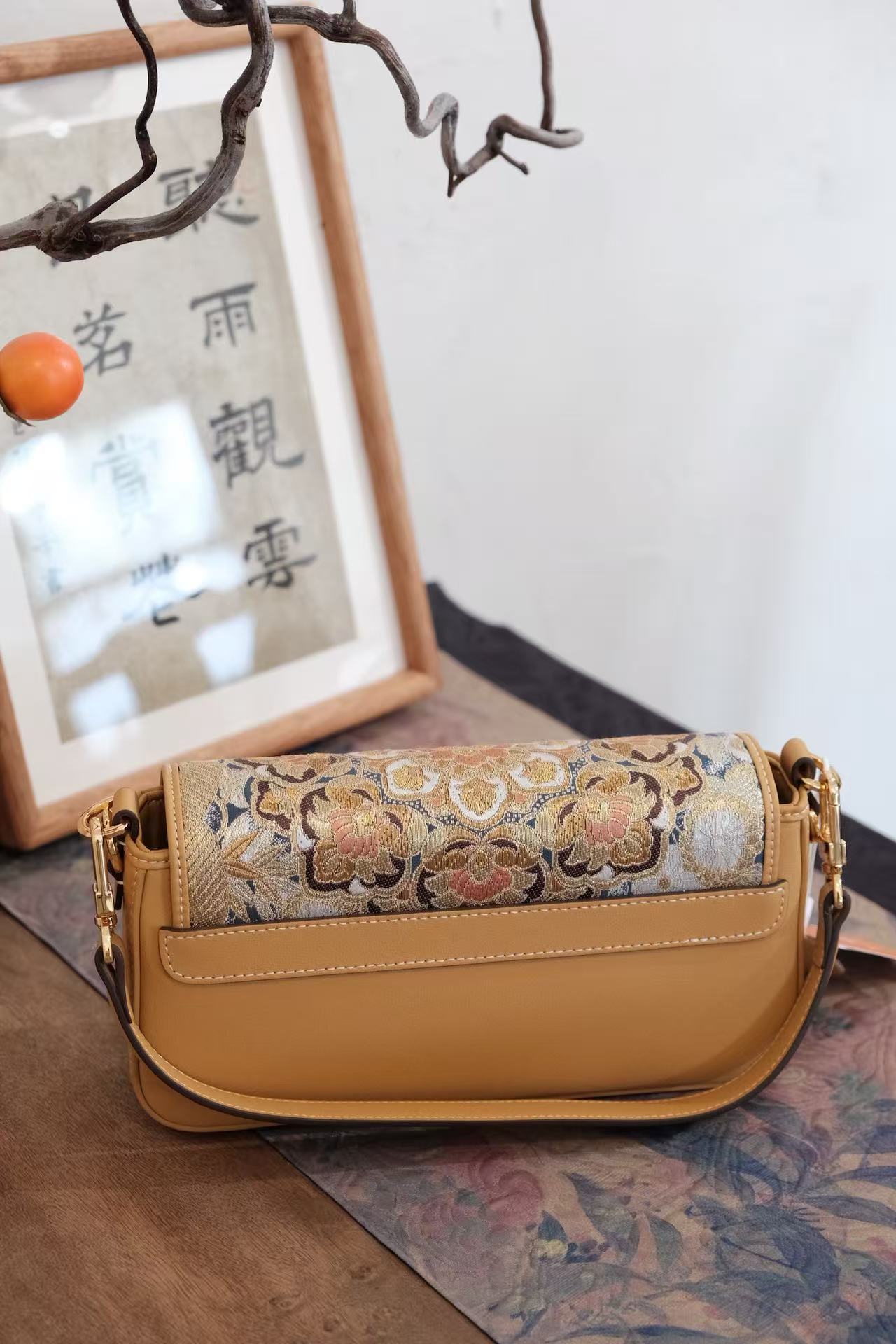 Nishijin woven silk crossbody bag for everyday elegance