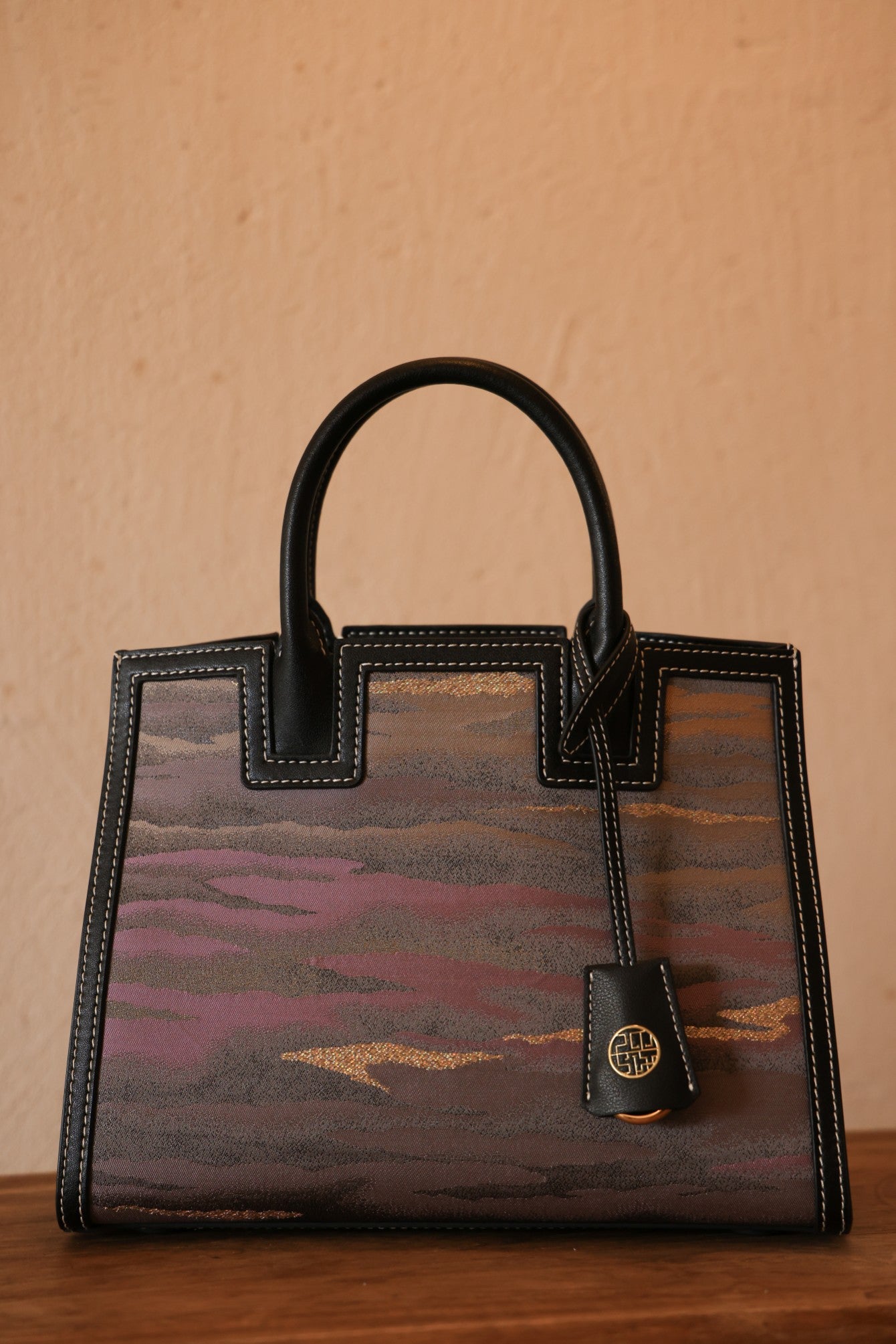 Unique Nishijin silk purse with handcrafted details