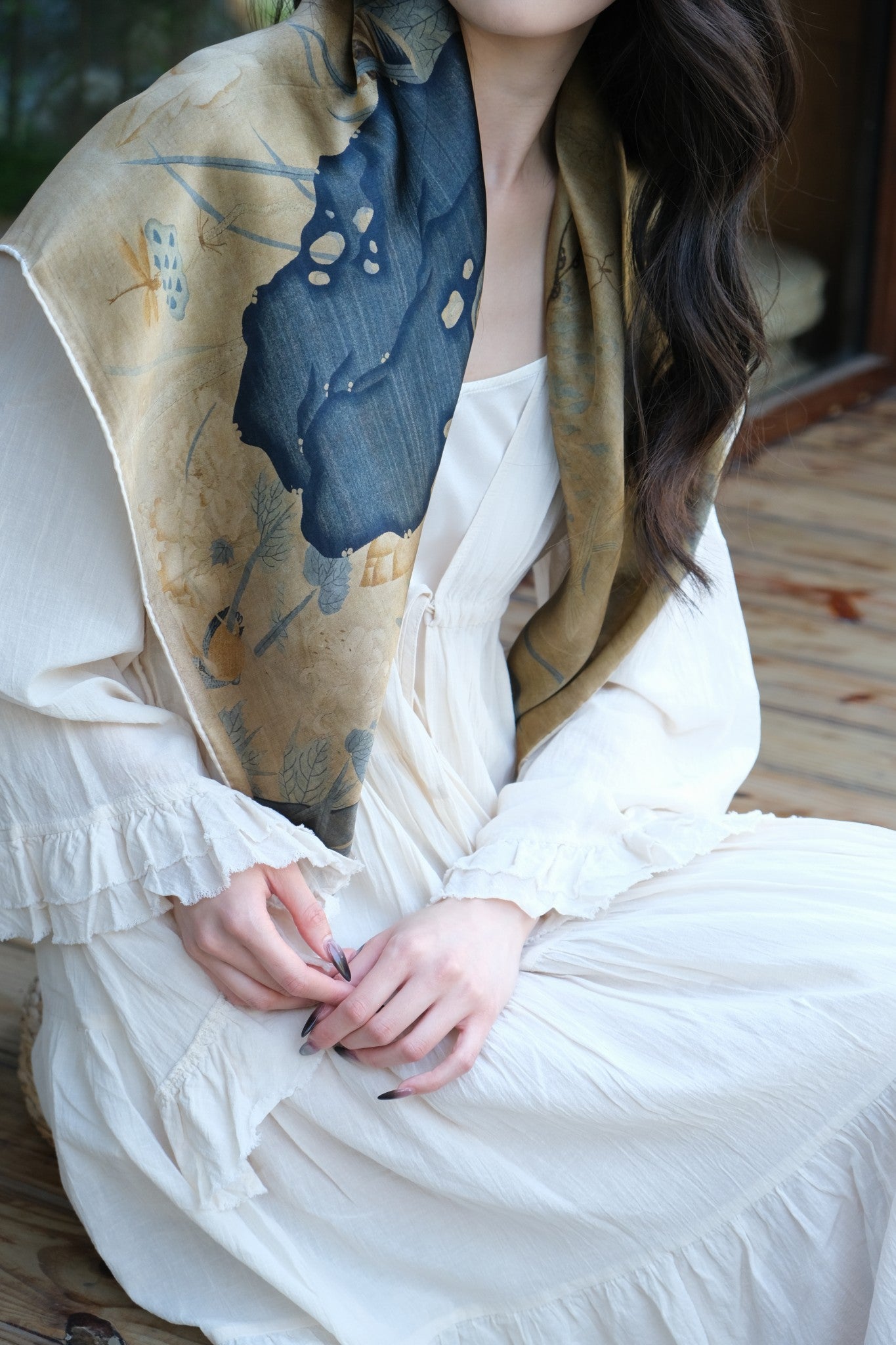 Natural inspired silk scarf design