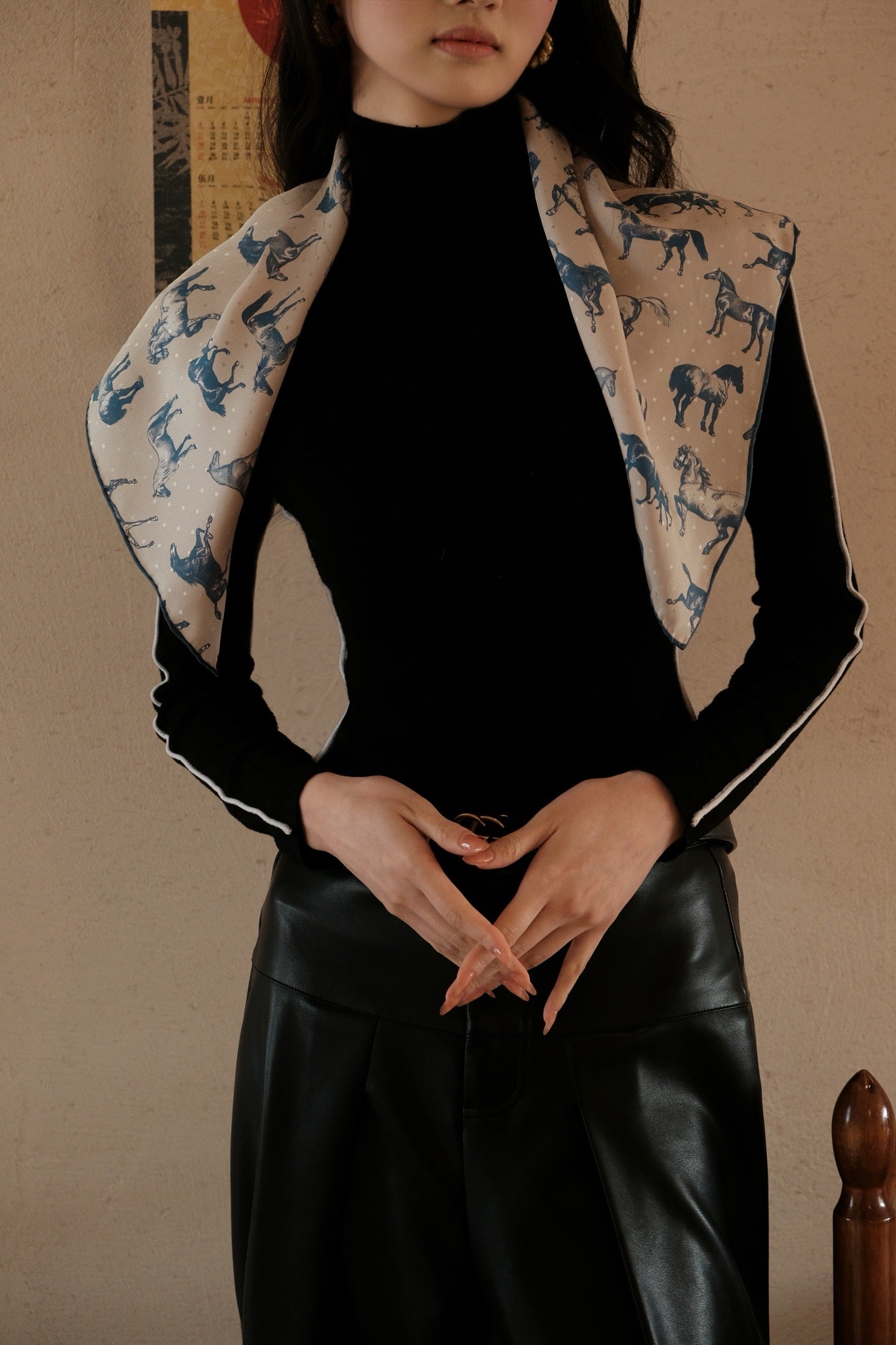 Close up of soft silk scarf texture and fabric details