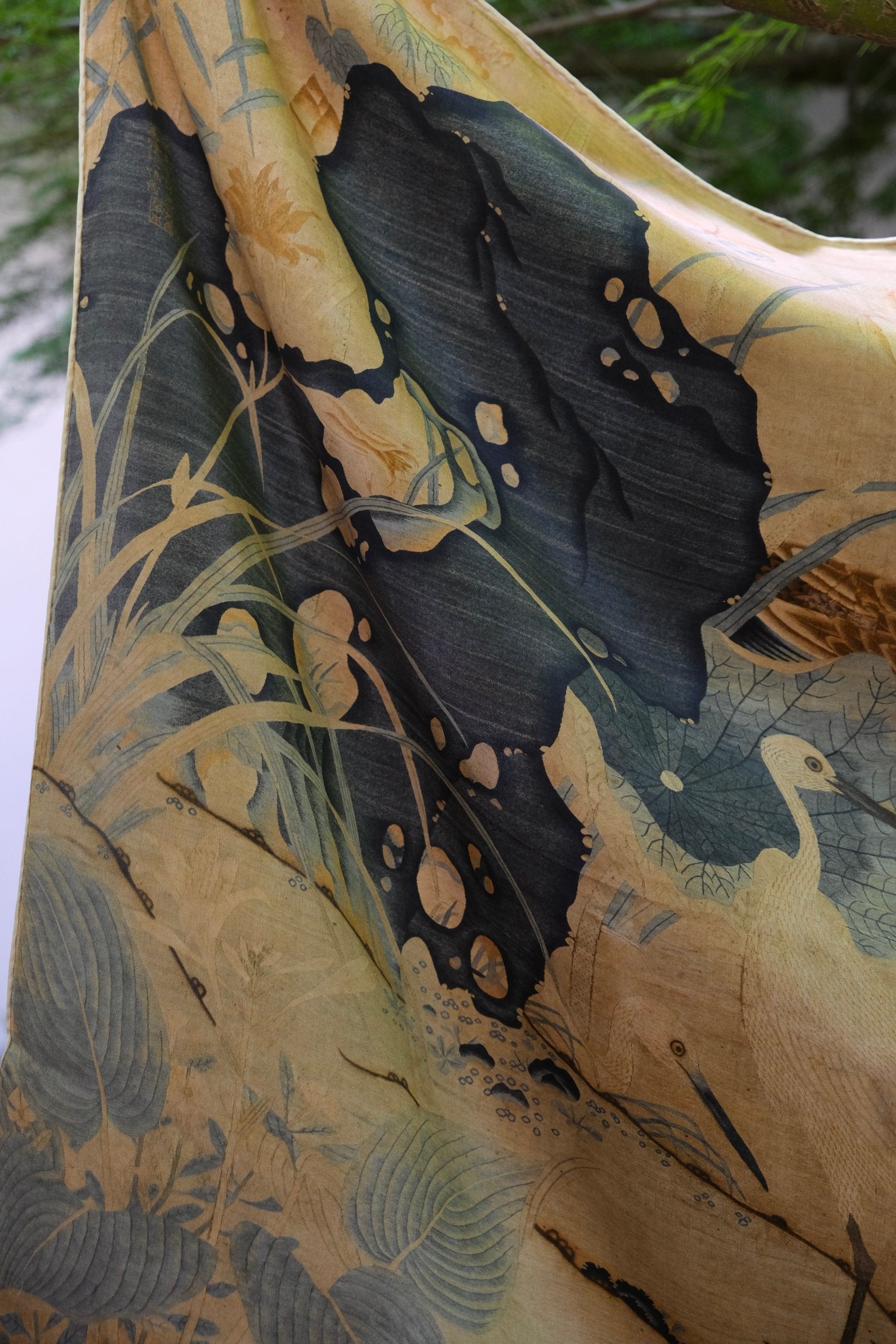 Elegant silk shawl scarf with traditional patterns