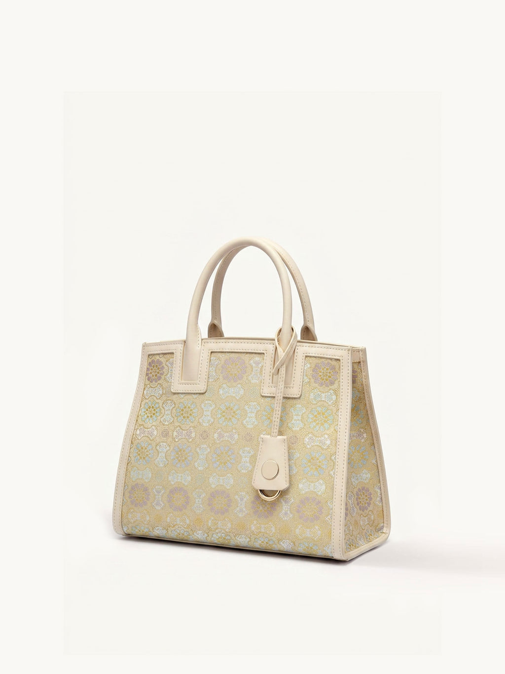 Genuine leather details combined with Songjin silk handbag